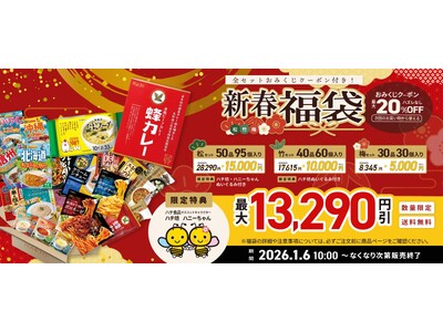 【最大約47%OFF】人気カレーなど95個を山盛りにしたハチ食品のおみくじ付き「新春福袋」1/6より数量限定発売