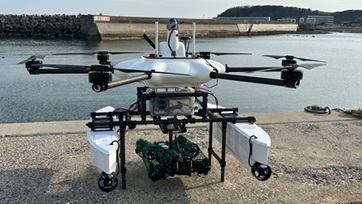 水空合体ドローンと音響測位装置を用いた防波堤の遠隔・自動水中点検実証に成功