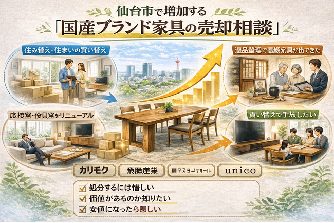 仙台市で「マルニ木工家具の買取強化」を開始｜購入10年以内は3,000円保証、人気シリーズは高価買取対応
