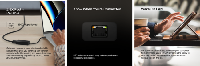 yBelkinzConnect USB-C to 2.5 GbpsC[TlbgA_v^[IXg[~OQ[Kɂ2.5Gbps̒ڑ