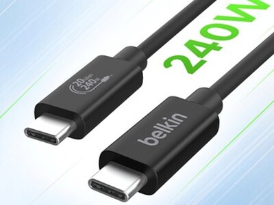 【Belkin】「Belkin Connect USB4 ケーブル、240W + 20Gbps」が発売！高耐久Belkin 60W USB-Cケーブルに新色が登場！