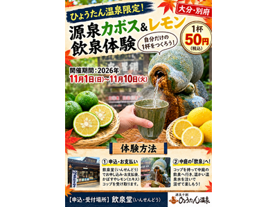 温泉を、自分で味変。― 別府・ひょうたん温泉が「源泉カボス＆レモン体験」を開催、1杯50円