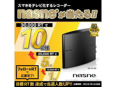 スマホをテレビ化するレコーダー「nasne（ナスネ）(R)」が当たるプレゼントキャンペーンを開催。抽選で最大10名様にプレゼント