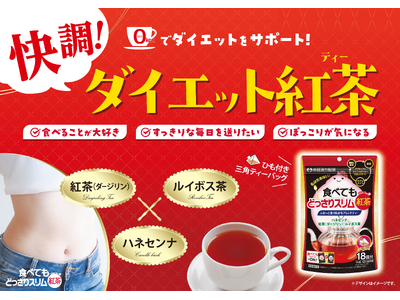 すっきり味で快調、紅茶ベースの0kcalダイエットティー【食べてもどっさりスリム紅茶】