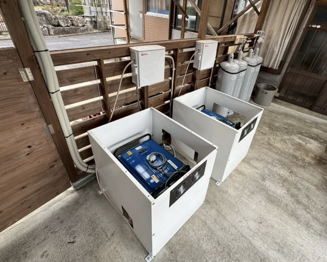 新型発電機＞150時間連続稼働実績・最大300時間連続運転可／停電後