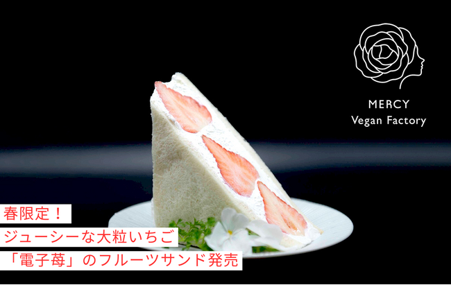【大阪】春限定！L5サイズの大粒いちごを贅沢に使用した、動物性不使用のフルーツサンド発売｜ヴィーガンレストラン「MERCY Vegan Factory」