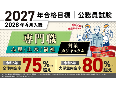 公務員試験【2027年合格目標】専門職（心理、土木、福祉）対策カリキュラム（フル・ ライト）リリース！