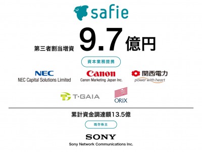 セーフィー株式会社、オリックス・関西電力など5社と資本業務提携9.7億円の資金調達を実施