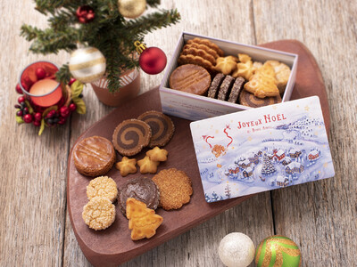 焼きたてフィナンシェが代表商品の「ノワ・ドゥ・ブール」は2022年限定デザイン！クリスマスクッキー缶『サブレ・アソルティ（ノエル）』を11月1日より販売いたします。