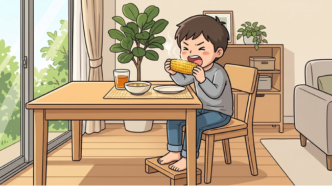 夏休みは子どもの「食べ方」を整えるチャンス--前歯でかぶりつき、足をつけて噛む5つのルール