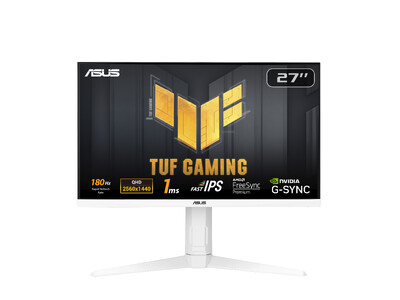 ASUSのゲーミングシリーズ「TUF GAMING」より、27インチ、リフレッシュレート180Hz、応答速度1ms（GTG）白のゲーミングモニター「TUF Gaming VG27AQL3A-W」を発表