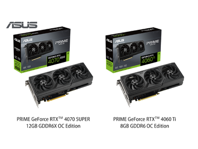 ASUSのPrimeシリーズより、NVIDIA(R) GeForce RTX(TM) 4070 Super / RTX(TM) 4060Ti搭載のビデオカードを発表