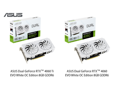 ASUSのDual EVOシリーズよりNVIDIA(R) GeForce RTX(TM) 4060 Ti / RTX(TM) 4060搭載のビデオカード2製品を発表