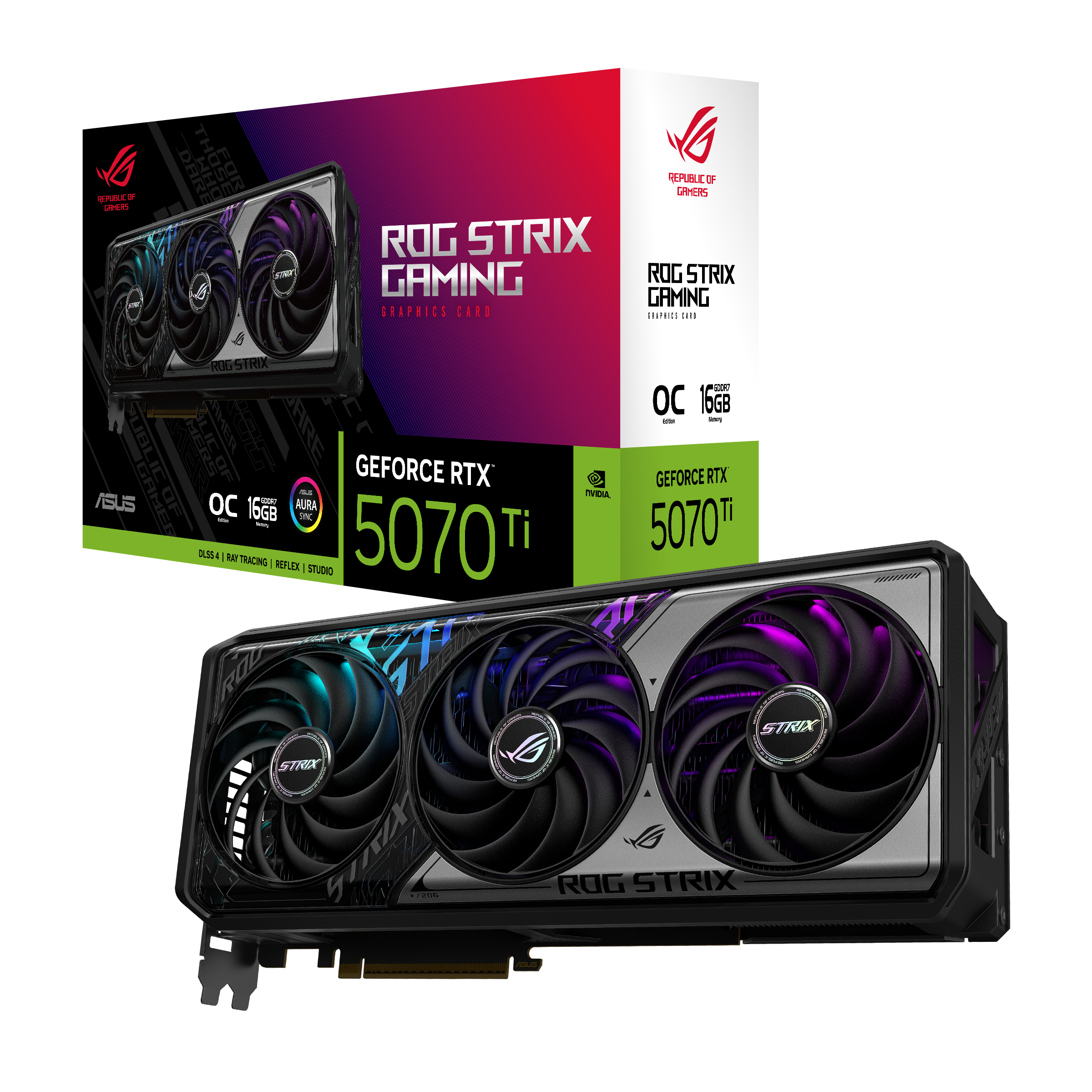 ASUSのゲーミングブランドRepublic of GamersよりNVIDIA(R) GeForce RTX(TM) 5070Ti 、GeForce RTX(TM) 5070 を搭載したビデオカードを2モデルを発表