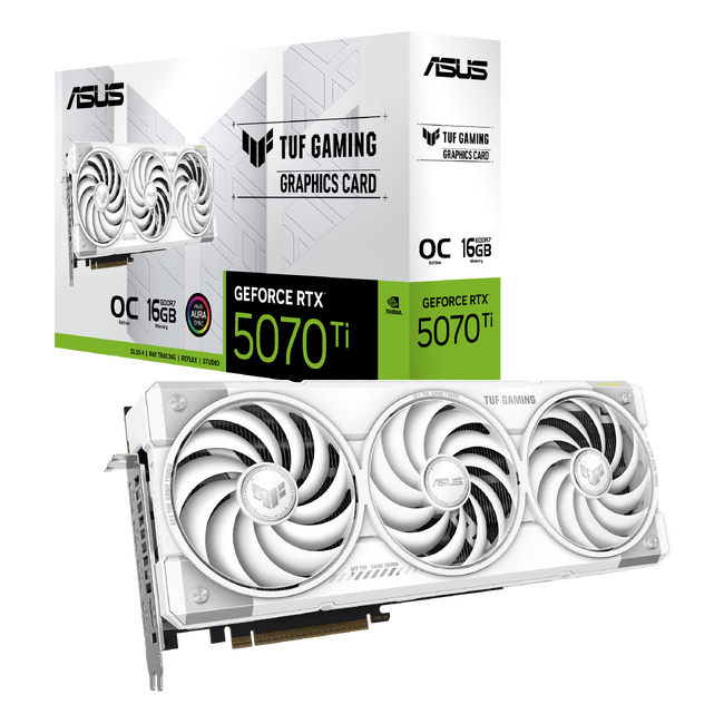 ASUSより、GeForce RTX(TM) 5070 Ti を搭載したビデオカードTUF Gamingシリーズのホワイトモデル、デュアルFANのGeForce RTX(TM) 5070搭載ビデオカードを発表