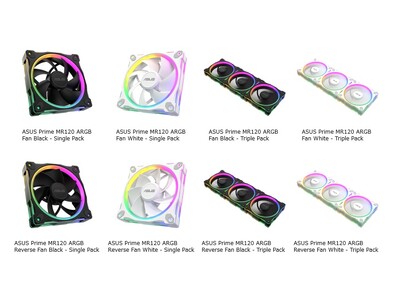 ASUSより、フレーム両面のライティングと28mm厚で冷却性能と美しさを兼ね備えたケースファン「ASUS Prime MR120 ARGB Fan」シリーズおよびリバースファンシリーズを発表