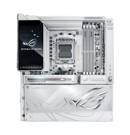 AMD　X870Eチップセットフラグシップモデル。ホワイトカラーのROGマザーボード「ROG CROSSHAIR X870E GLACIAL」を発表
