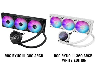 ASUSのゲーミングブランドRepublic Of GamersよりAnime Matrix(TM)ディスプレイを搭載した簡易水冷クーラー「ROG RYUO III 360 ARGB」2製品を発表
