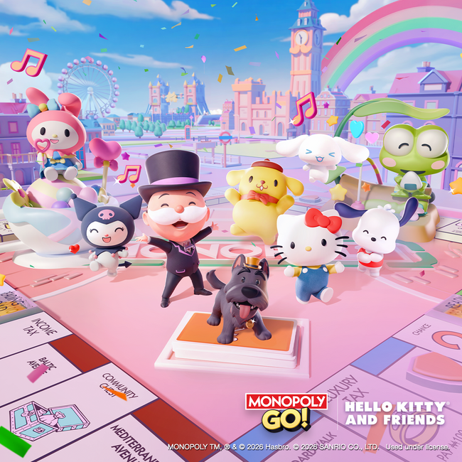Scopelyが手掛ける、大ヒットモバイルゲーム「MONOPOLY GO!」ハローキティアンドフレンズコラボを開催！