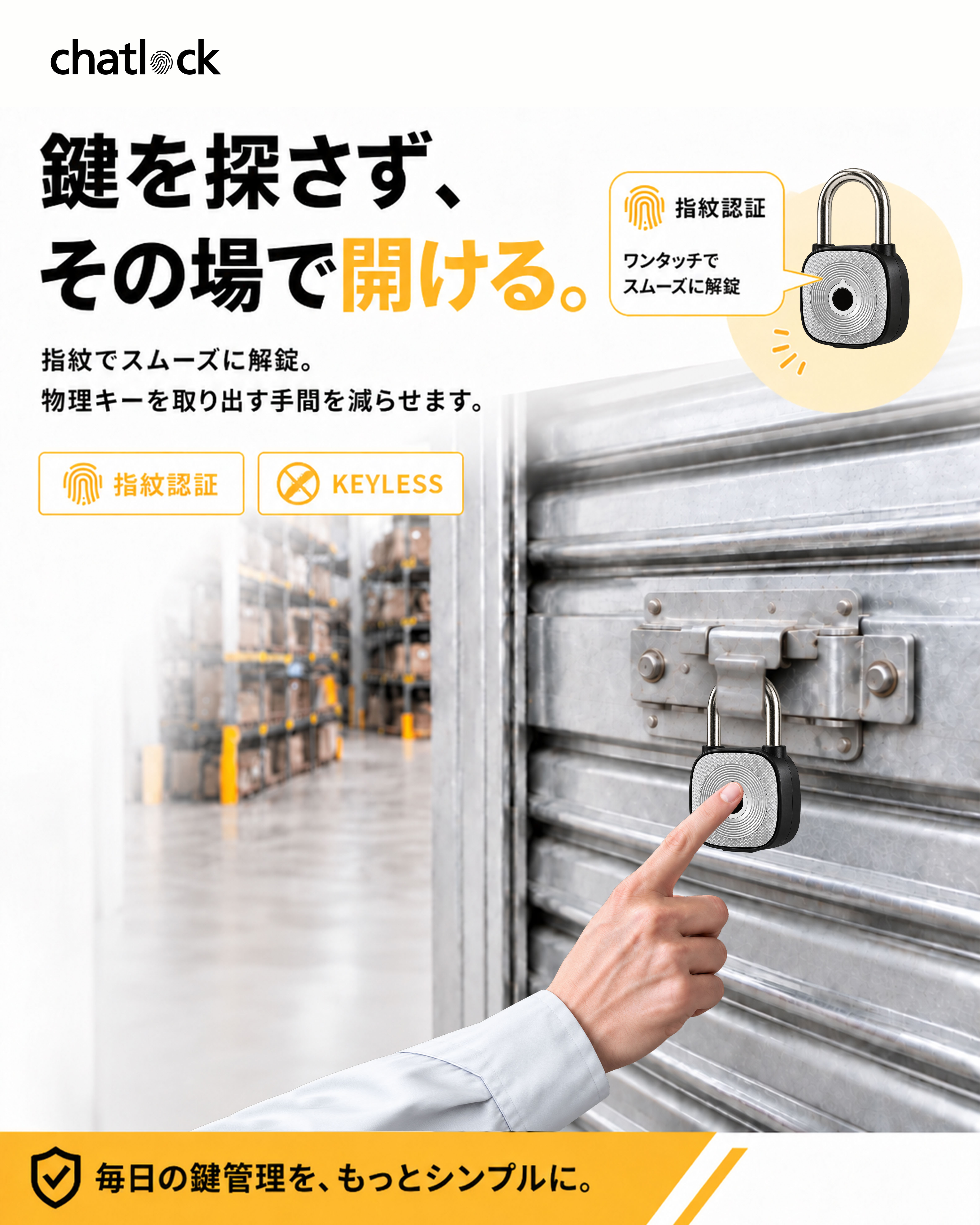 スマート南京錠を東京の実店舗で販売｜指紋認証・スマホ遠隔解錠に対応、倉庫・門扉の鍵管理をもっと簡単に