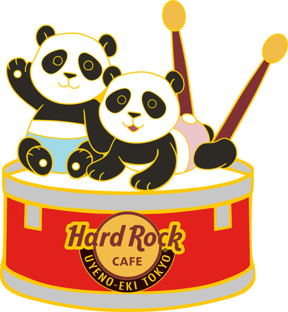 アメリカンレストラン「ハードロックカフェ」上野駅東京　上野動物園ジャイアントパンダをデザインしたピンバッジ「Twin Pandas Pin」第2弾／「Good Luck Panda Pin-3」販売