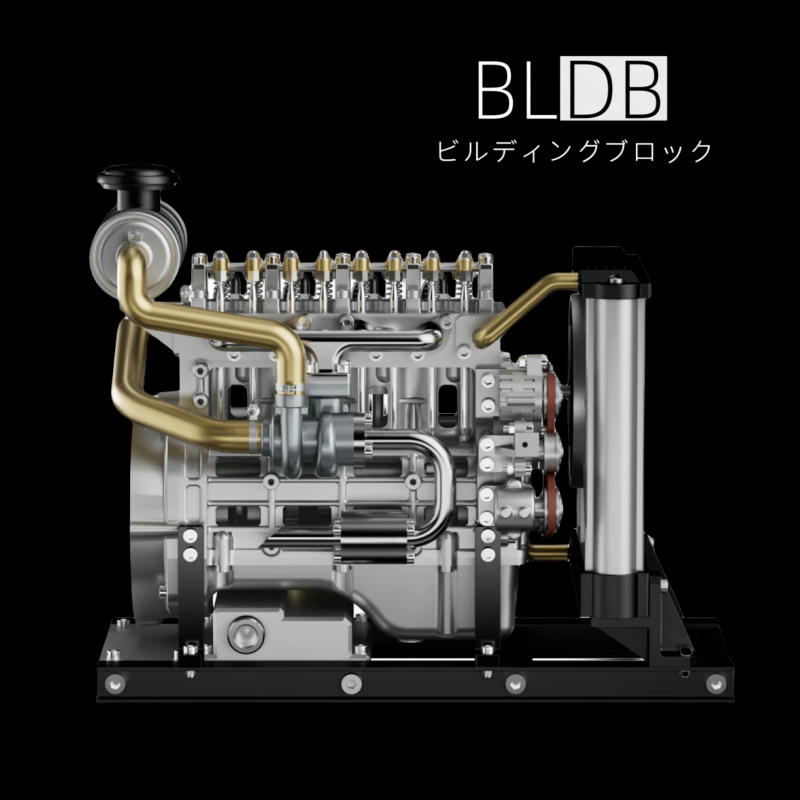 メカニクス愛好家必見！動作可能な1/10スケール「OHV直列4気筒ディーゼルエンジン金属組立キット」がBLDBより新登場