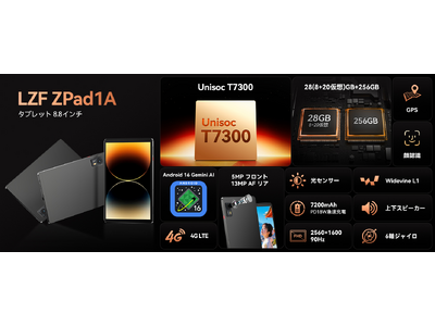 【楽天市場で新品発売！30％OFF】LZF ZPad1A タブレット　8.8インチ T7300 SIMフリー！2.5K 90Hz 28GB+256GB！レビューでケース特典も！