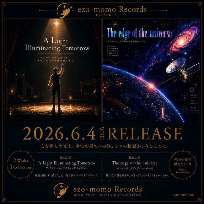 ezo-momo Records、幻想と宇宙を描く2作品を同時配信リリース『A Light Illuminating Tomorrow』『The edge of the universe』発表