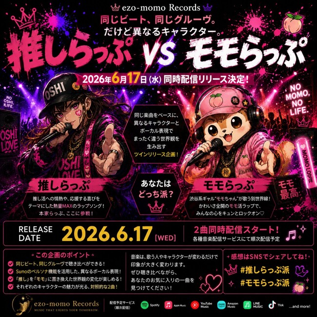 「推しらっぷ」「モモらっぷ」2026年6月17日～ 同時配信リリース決定！