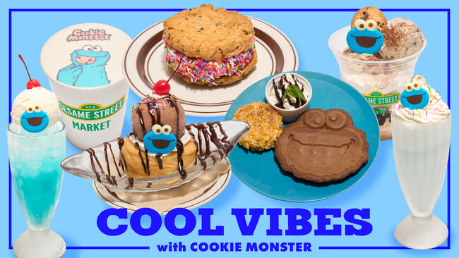 【セサミストリートマーケット】暑くなるこれからの時期にひんやりスイーツでクールダウン！「COOL VIBES meets Cookie Monster」カフェメニューフェアを開催〈5月16日(金)～〉