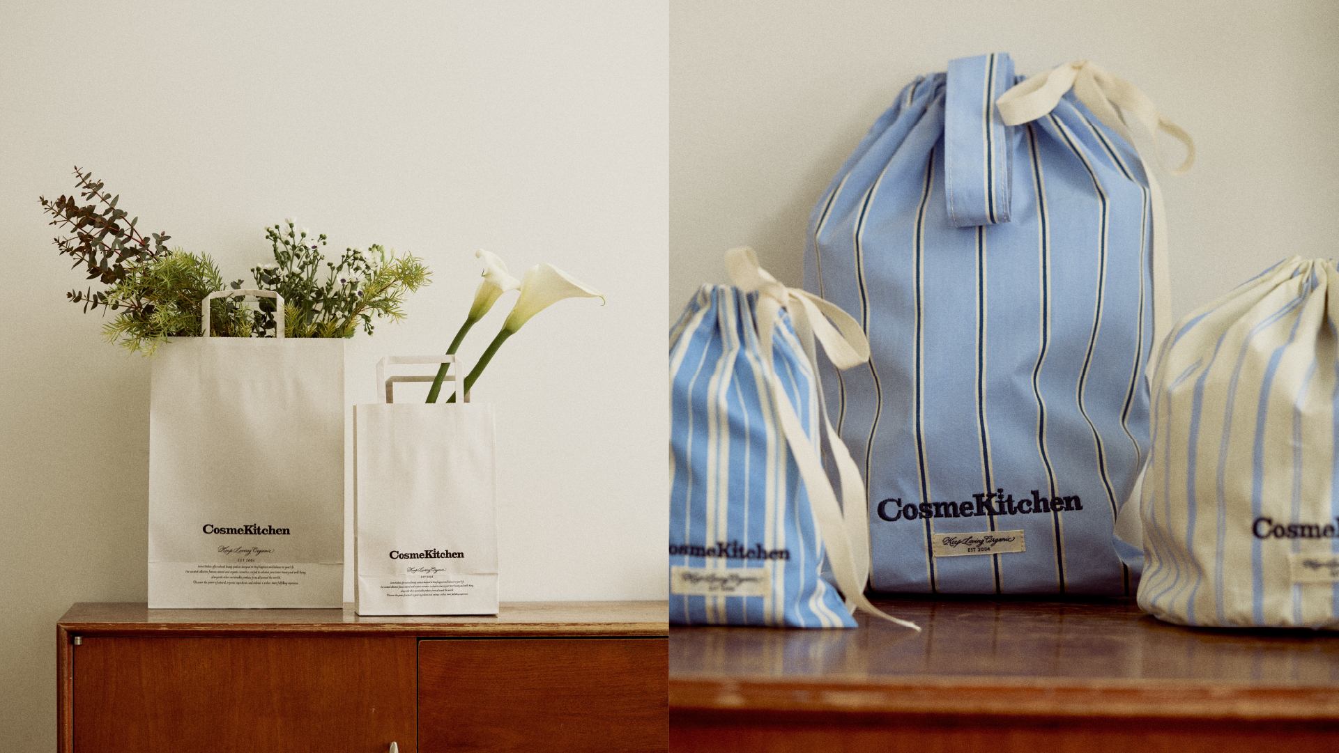 【コスメキッチン】想いを包む、新しいかたちへ ショッピングバッグ・巾着をリニューアル