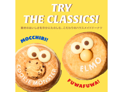 【セサミストリートマーケット】「TRY THE CLASSICS!」開業当初より愛され続けているキャラクタードーナツに、素材の味わいを楽しむ「クラシックドーナツシリーズ」が新登場！〈6月11日(木)〉