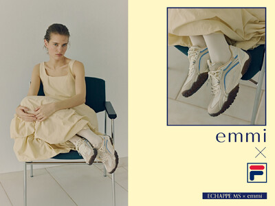 【emmi】アウトドアシューズを現代的にアレンジしたFILA「ECHAPPE MS」に、emmiのコラボレーションモデルが登場！爽やかなブルーがアクセントになった軽やかな一足＜7月9日（木）＞