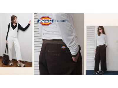 【emmi】ブランド初となるDickies(R)別注アイテムが登場！フェミニンな着こなしにもマッチするサロペットと、アイコン的ワークパンツ「874」をベースにした別注モデルを発売＜8月10日（月）＞