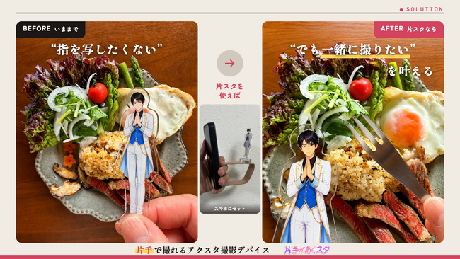 指を写さず、片手でアクスタ撮影 町工場発「片手があくスタ」Makuakeで受付開始