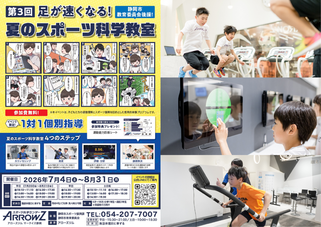 静岡市教育委員会 後援｜参加費無料！第3回「足が速くなる！夏のスポーツ科学教室」 開催決定～オリンピック選手も使用する機器で、自分の運動能力をデータで“見える化”～