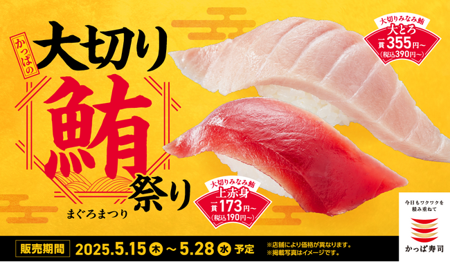 大切りみなみ鮪上赤身が190円から！ひと手間かけた「まぐろ」が勢ぞろいする『かっぱの大切り鮪祭り』開催