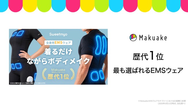 �y����ʁz�����w�����z4,100���~�˔j�A�uSweetmyo�v���uMakuake�v��EMS�E�F�A�J�e�S���[�ŗ���ʂ̋L�^������