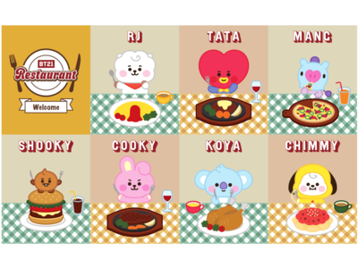 LINE FRIENDSのグローバル人気キャラクターブランド『BT21』オリジナルデザイン「Restaurant ～レストラン～」TSUTAYA限定商品が発売！