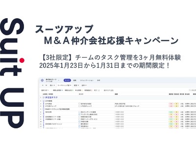 経営支援クラウド「Suit UP」（スーツアップ）、M&A仲介会社応援キャンペーン