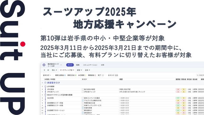 「スーツアップ2025年地方応援キャンペーン」第10弾（岩手県）のお知らせ