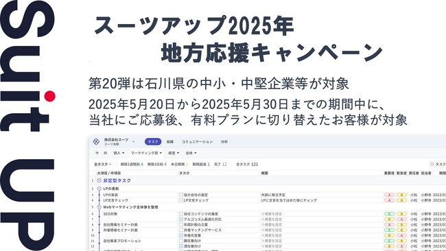 「スーツアップ2025年地方応援キャンペーン」第20弾（石川県）のお知らせ