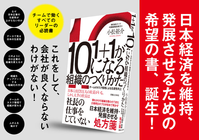 プロ経営者・小松裕介の著書『1＋1が10になる組織のつくりかた　チームのタスク管理による生産性向上』プレゼントキャンペーン