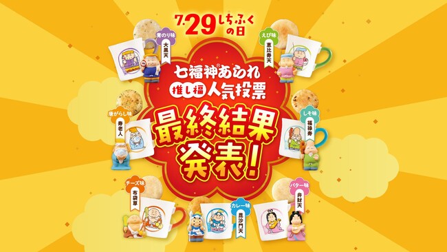 幸煎餅のロングセラー「七福神あられ(R)」初の人気投票、結果発表！初代いちばん人気は、福禄寿(R)（しそ味）に決定！