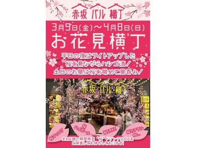 桜を眺めながらハシゴ酒！ 3/9～4/8 赤坂バル横丁がお花見横丁に！！