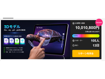 �y�x�����z1,000���~�˔j�z���K�l�s�v�̗���3D�^�u���b�g�uLumallax�v�AMakuake�ő��˔j