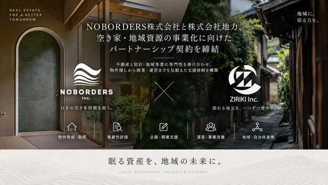 株式会社地力とNOBORDERS株式会社、空き家・地域資源の事業化に向けたパートナーシップ契約を締結