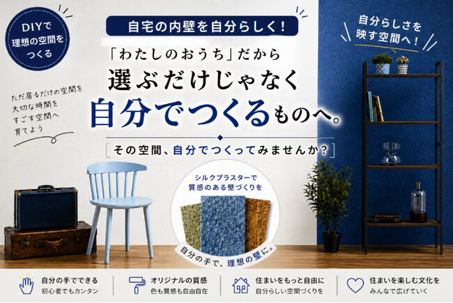 “お部屋の内装を自分でデザインする時代へ”ヨーロッパ発「塗る壁紙 シルクプラスター」CAMPFIREにてクラウドファンディング開始