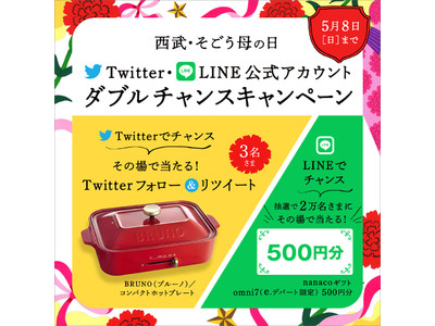 株式会社 そごう・西武が「西武・そごう母の日Twitter・LINE公式アカウント ダブルチャンスキャンペーン」を実施！2022年4月5日（火）～5月8日（日）