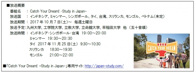 好評につき今年も放送決定 Catch Your Dream Study In Japan 外国人留学生が日本の大学とその地域の魅力を紹介する番組 記事詳細 Infoseekニュース